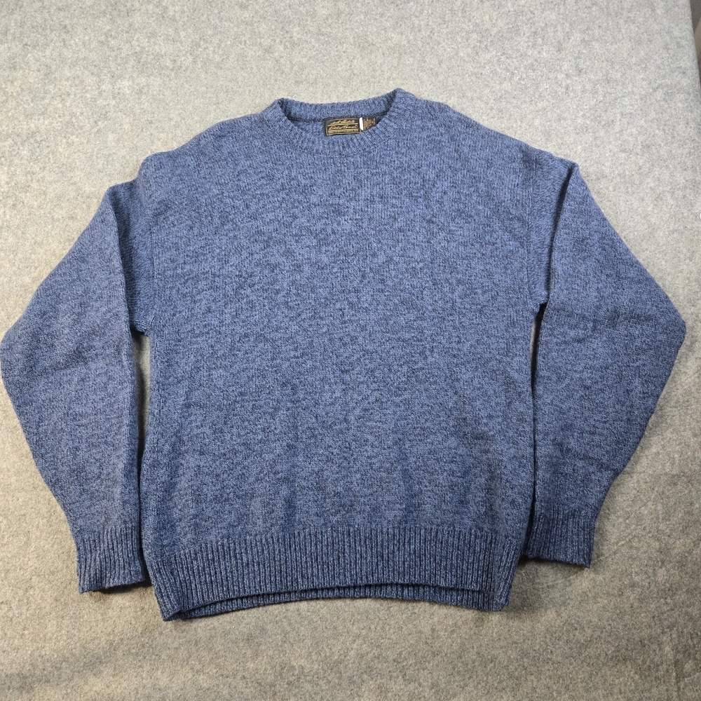 Vintage Eddie Bauer Sweater Mens XLT‎ Tall Blue Wool USA Made Sweatshirt Preppy